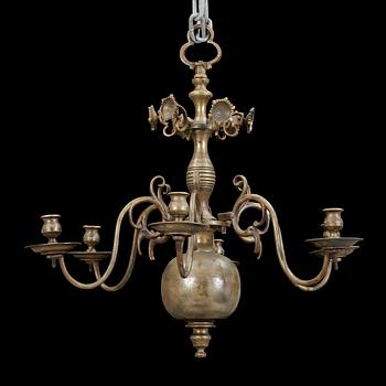 LJUSKRONA, sk Malmkrona, patinerad mässing, 1800-tal. Höjd ca 62 cm.