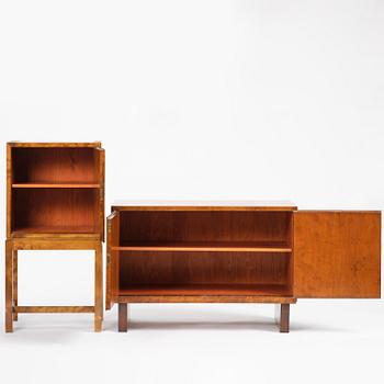 Hyresgästernas Möbelaffär, a set of two functionalist birch cabinets, Stockholm, 1930s.