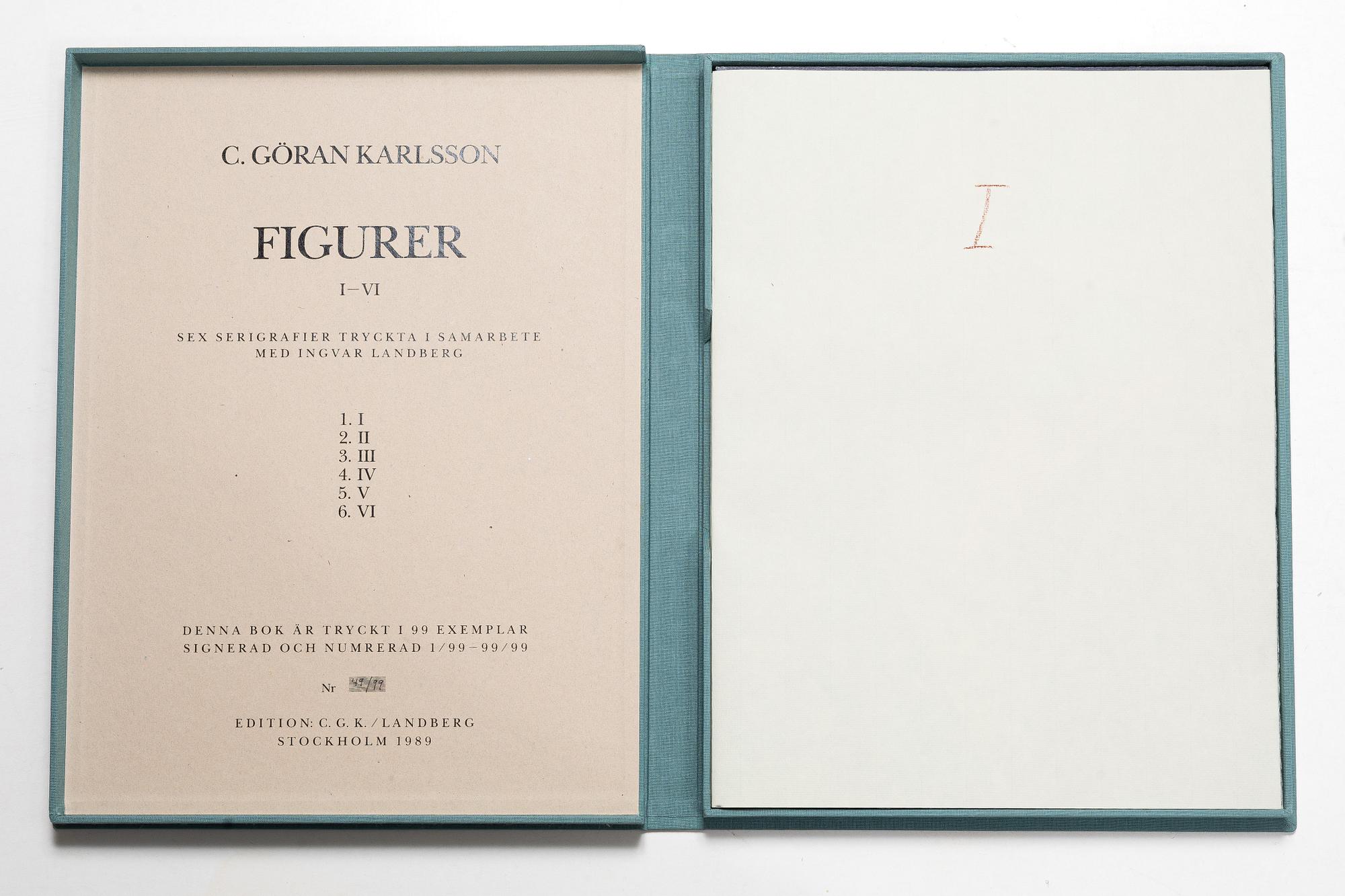 C Göran Karlsson, "Figurer", mapp med sex serigrafier.