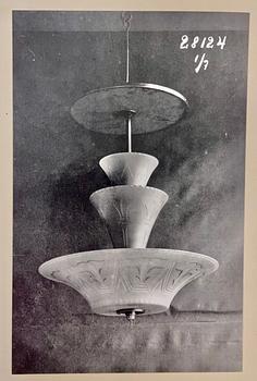 Edward Hald, & Erik Tidstrand, a ceiling lamp, Orrefors & Nordiska Kompaniet, 1920s-30s.