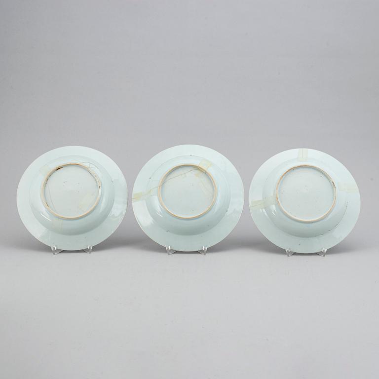 Four blue and white plates, Qing dynasty, Qianlong (1736-95).