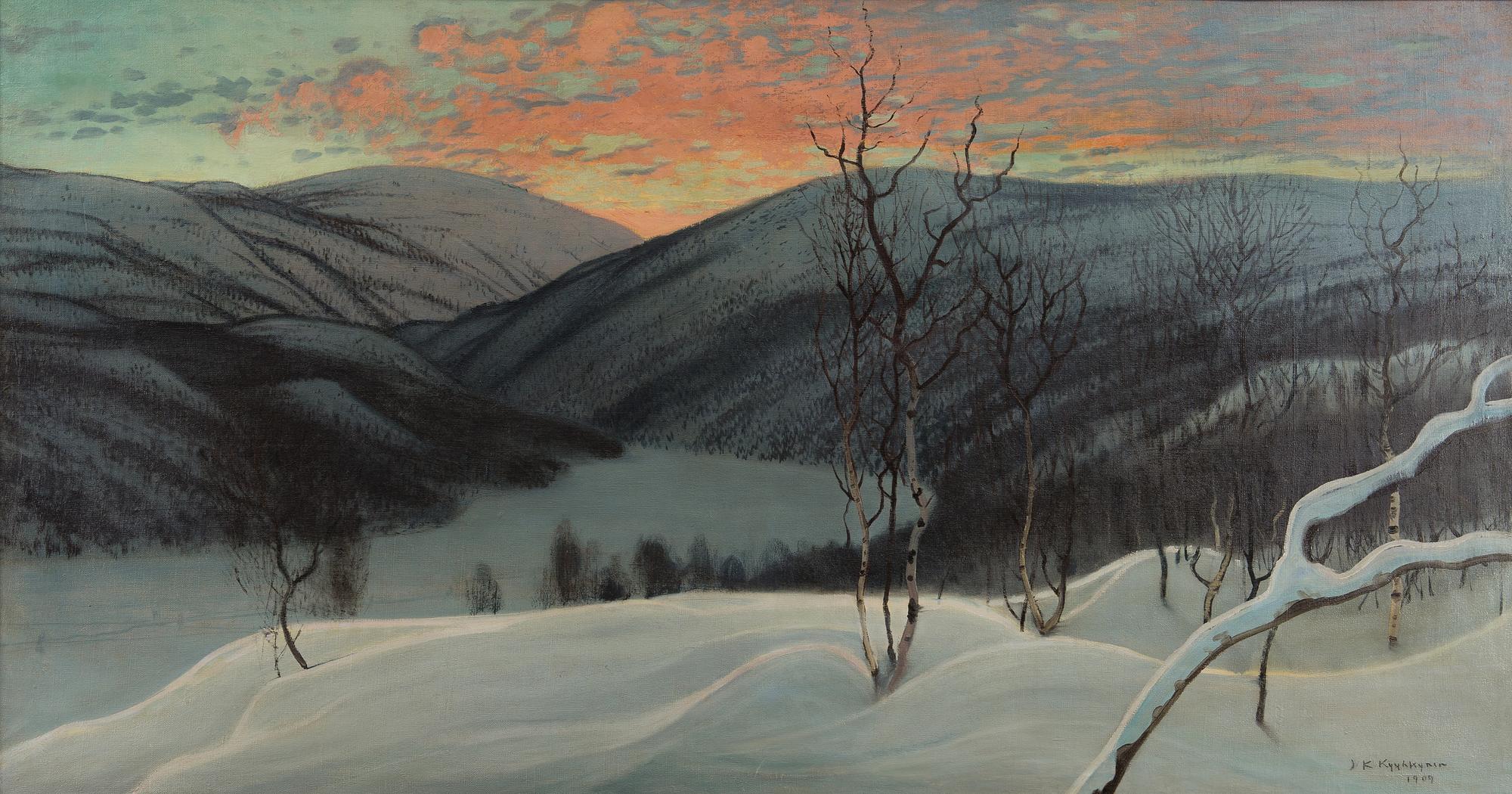 JUHO KYYHKYNEN, SOLNEDGÅNG I FJÄLLEN.