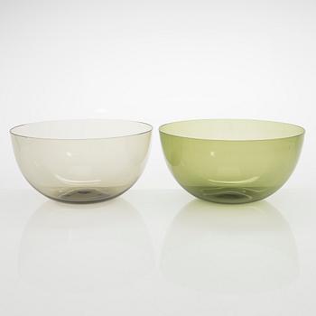 Kaj Franck, serveringsskålar, 2 st, "1329" och dessertskålar, 6 st, "1340", Nuutajärvi, Notsjö.