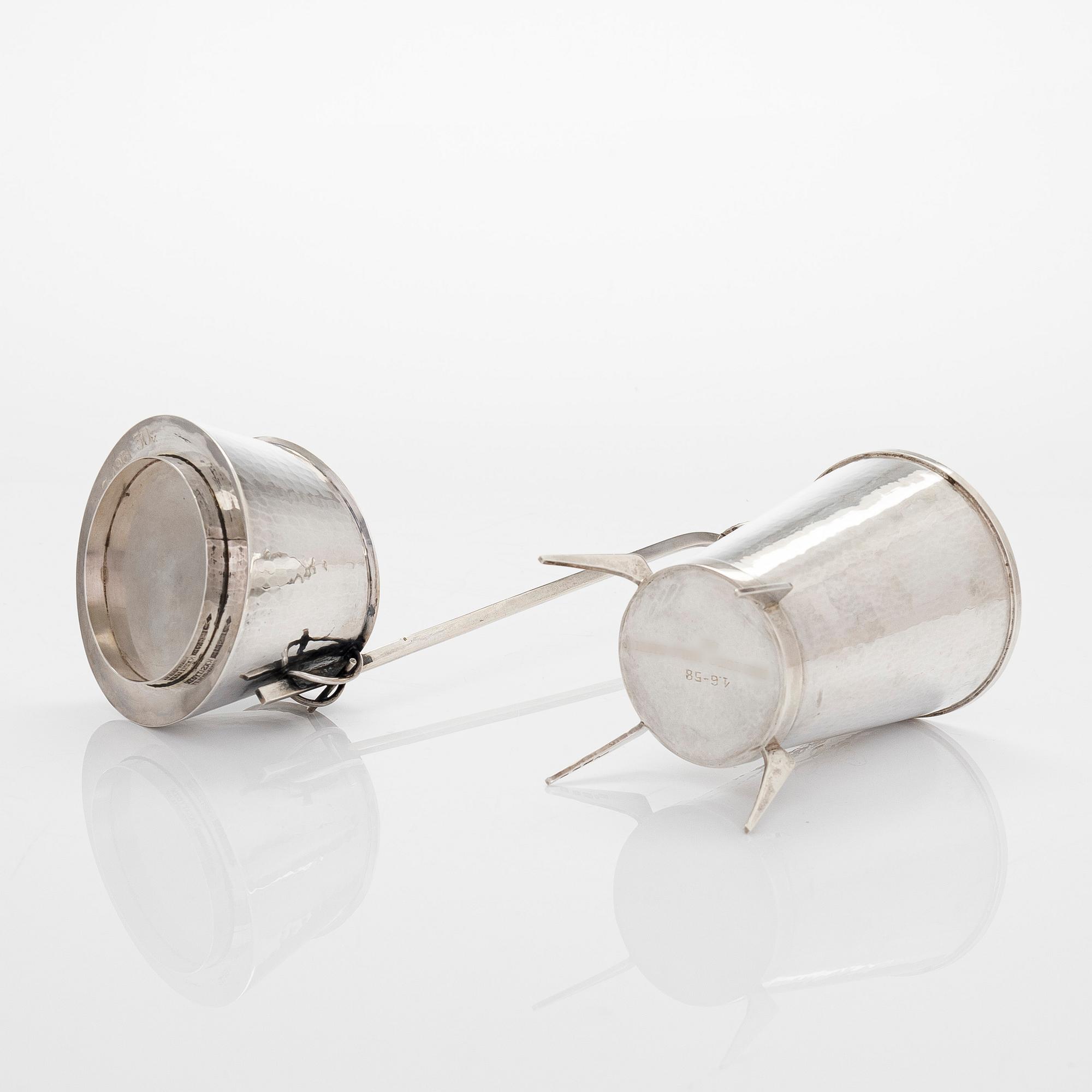 A silver punch ladle and a footed vase/ beaker, Pirkan-Kulta, Tampere 1961 and 1958.