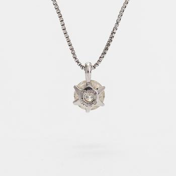 Hänge med kedja, platina och diamant ca 0.329 ct enligt gravyr.
