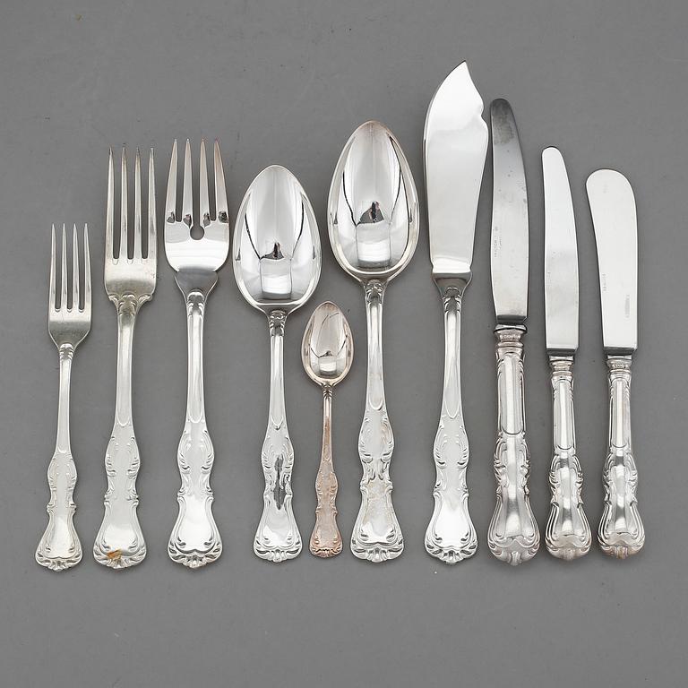 BESTICKUPPSÄTTNING, 95 delar, silver, "Prins Albert", GAB Stockholm, 1970-71. Total vikt 4405 g.