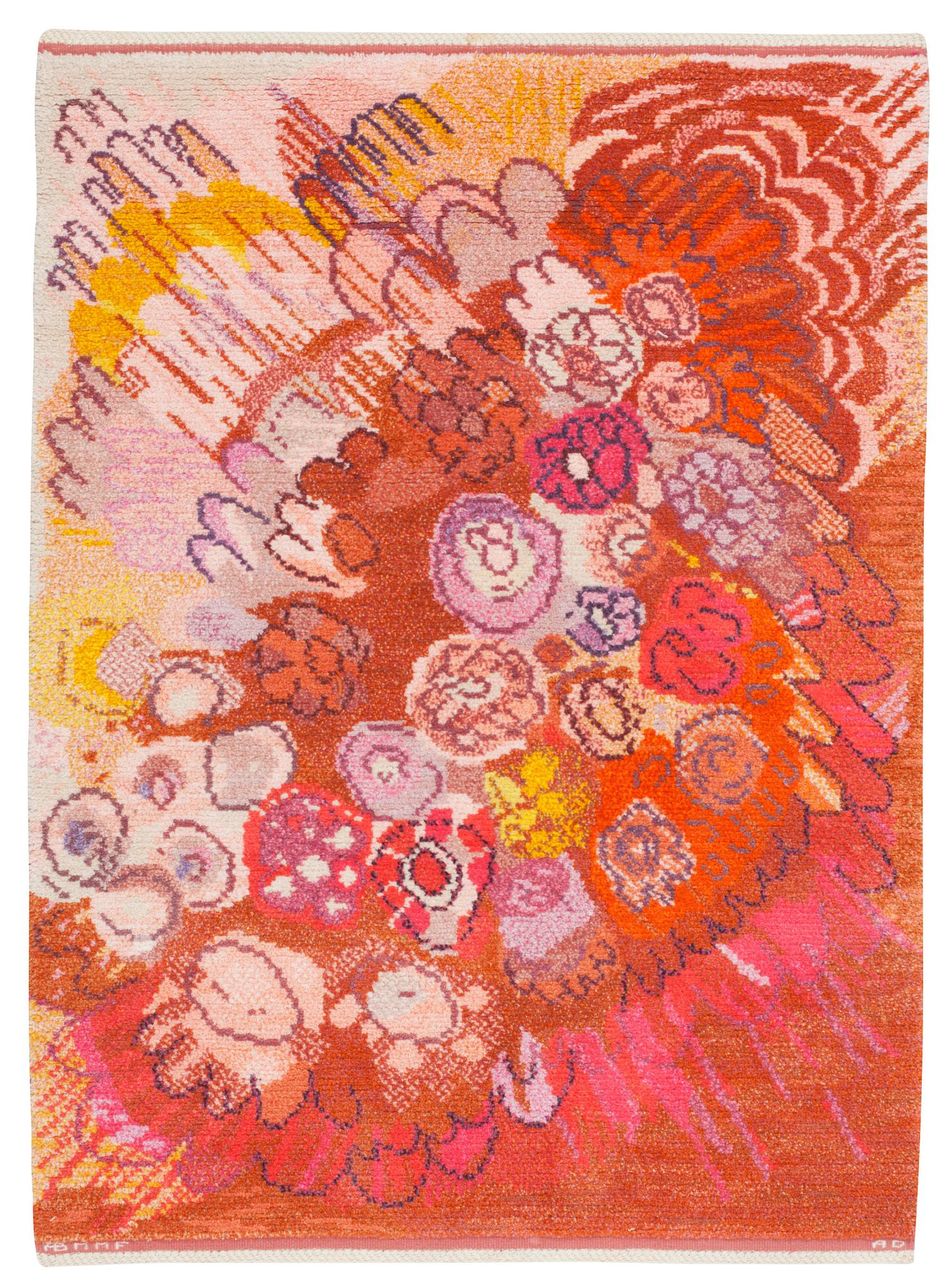 Anita Dahlin, A RUG, "Blommattan", knotted pile, 170 x 123,5 cm, signed AB MMF AD.