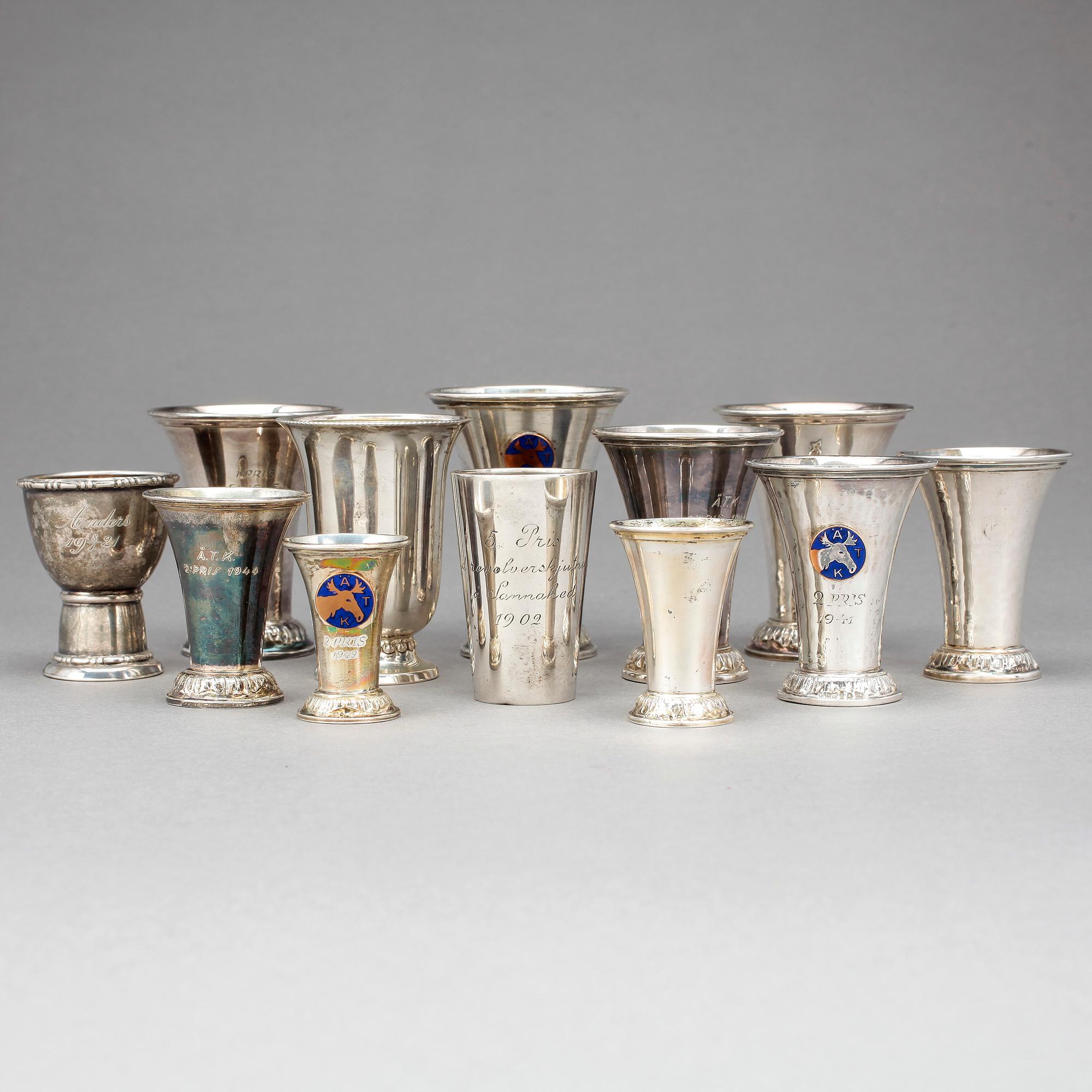 PARTI SILVER, 12 st, mestadels GAB Stockholm. Vikt ca 320 gram.