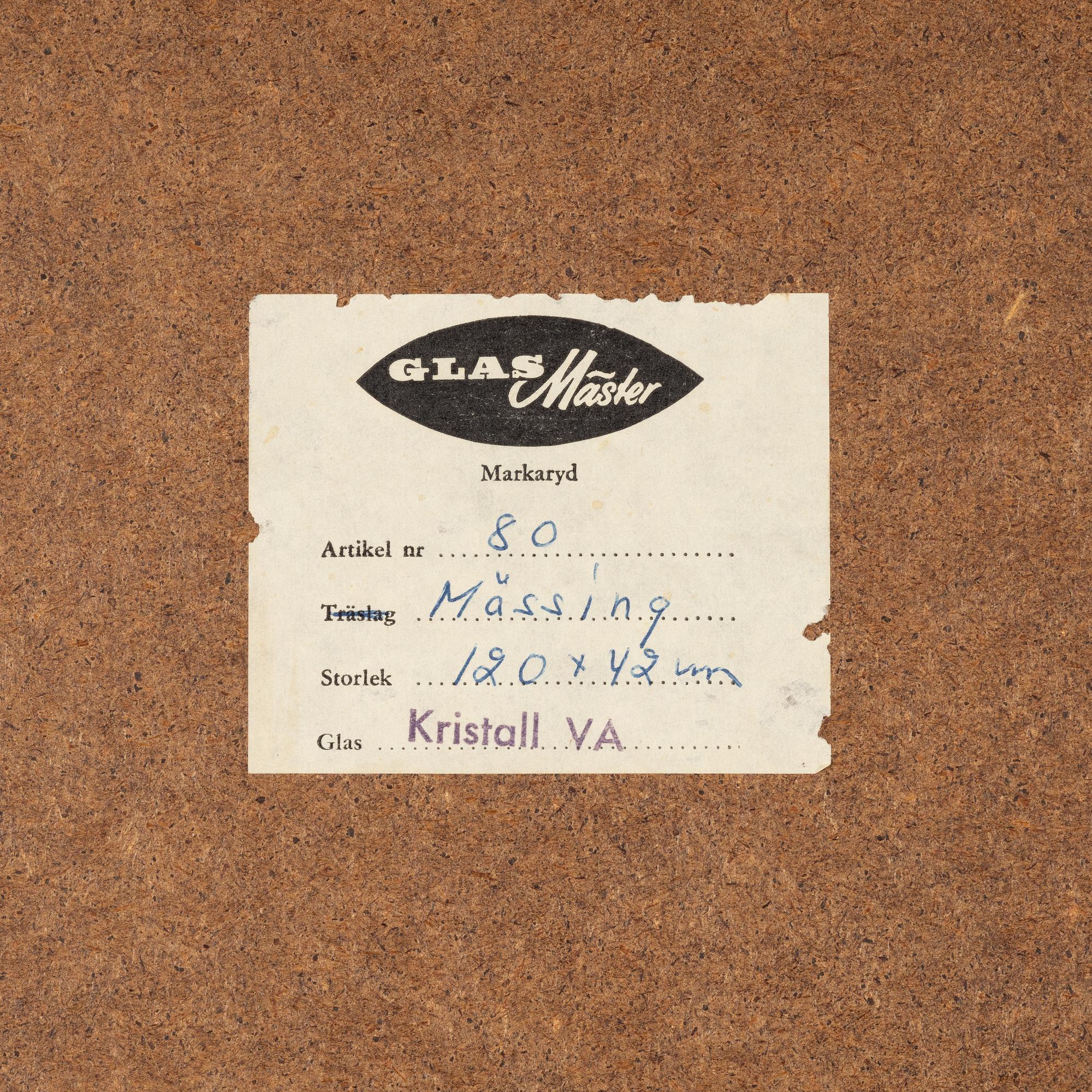 Spegel, modell 80, Glasmäster, Markaryd, 1900-talets andra hälft.