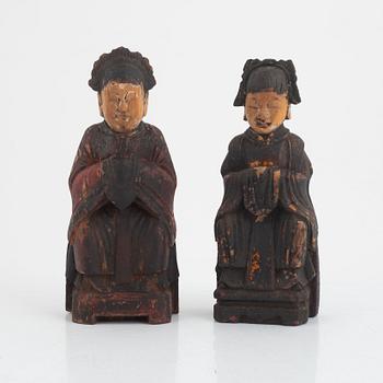 Figuriner, två stycken, trä, Kina, 1800/1900-tal.