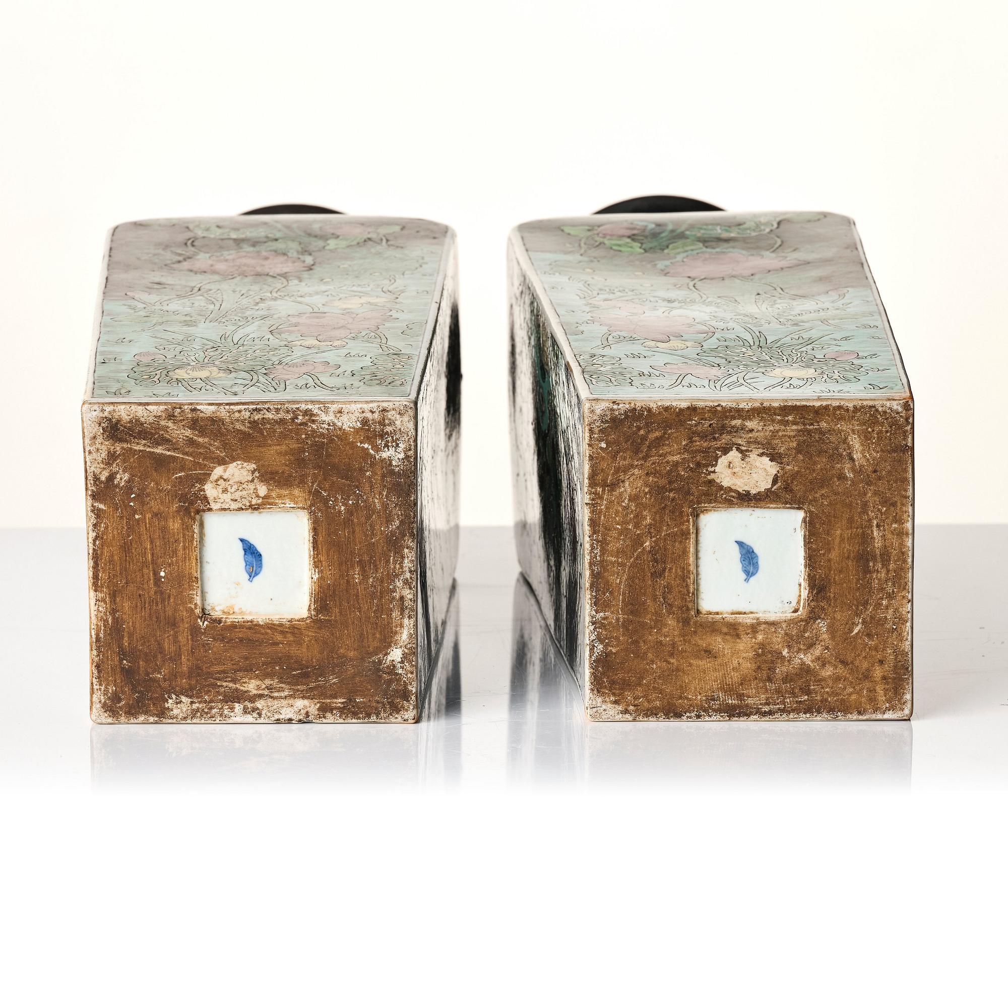 A pair of 'famille noire' vases, Qing dynasty, 19th Century.