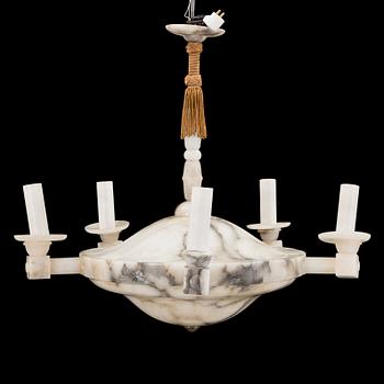 A first half of the 20th century alabaster ceiling lamp.