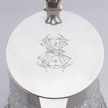 A Russian silver and cut-glass decanter, mark of Otto Maxelius, St. Petersburg around 1890.