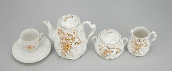 KAFFESERVIS, 3+1 delar, porslin, 1800-tal.