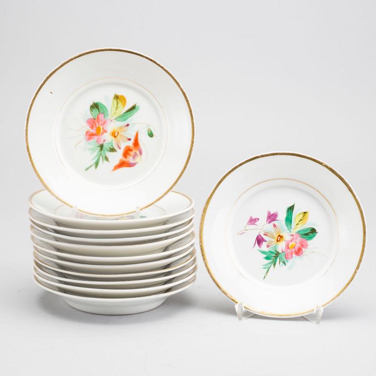 A set of 12 Waldenburg porcelain plates mid 1800's.