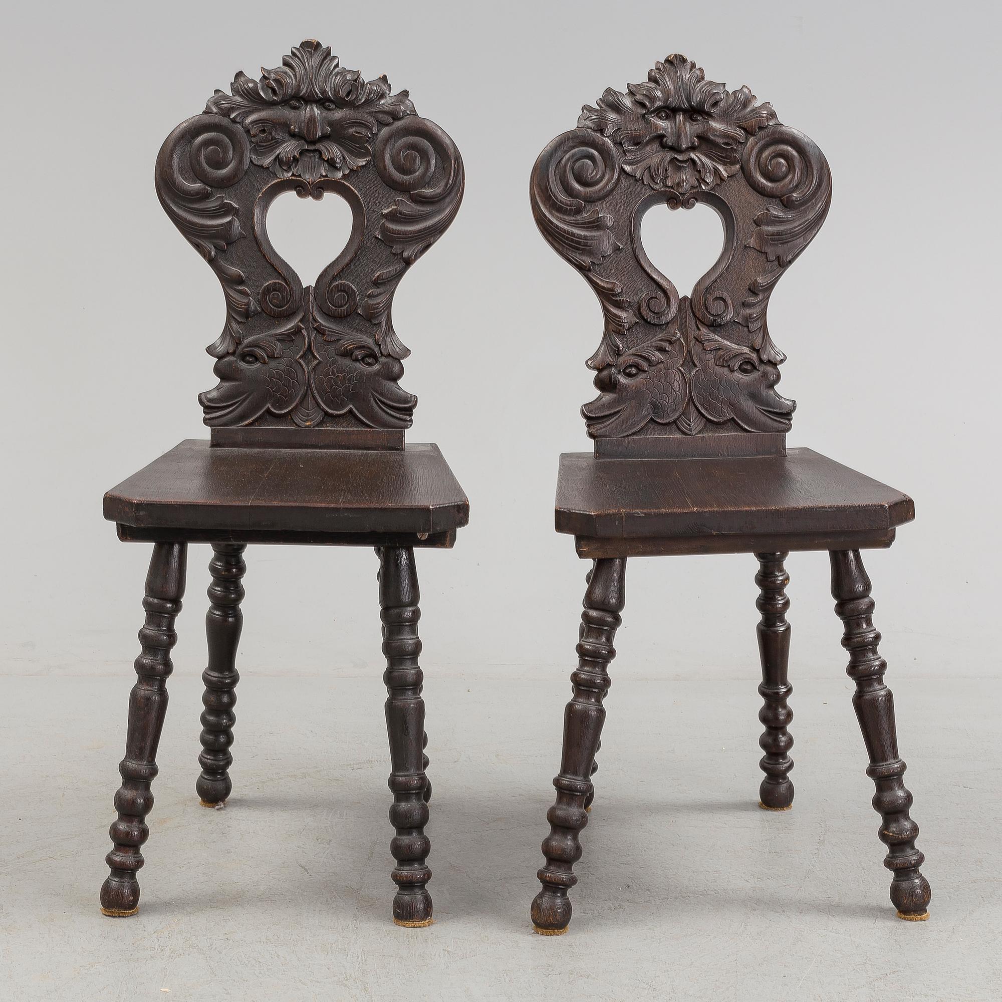 MATBORD OCH SEX STOLAR, renässans-stil, 1900-talets första hälft.