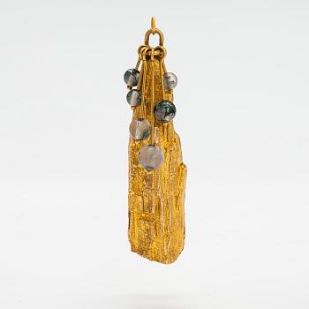 Björn Weckström, "Golden tree", a 14K gold pendant  with mossagates. Lapponia 1969.