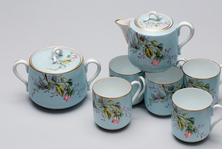 KAFFESERVIS, 7 delar, porslin, Kusnetzov, Ryssland.