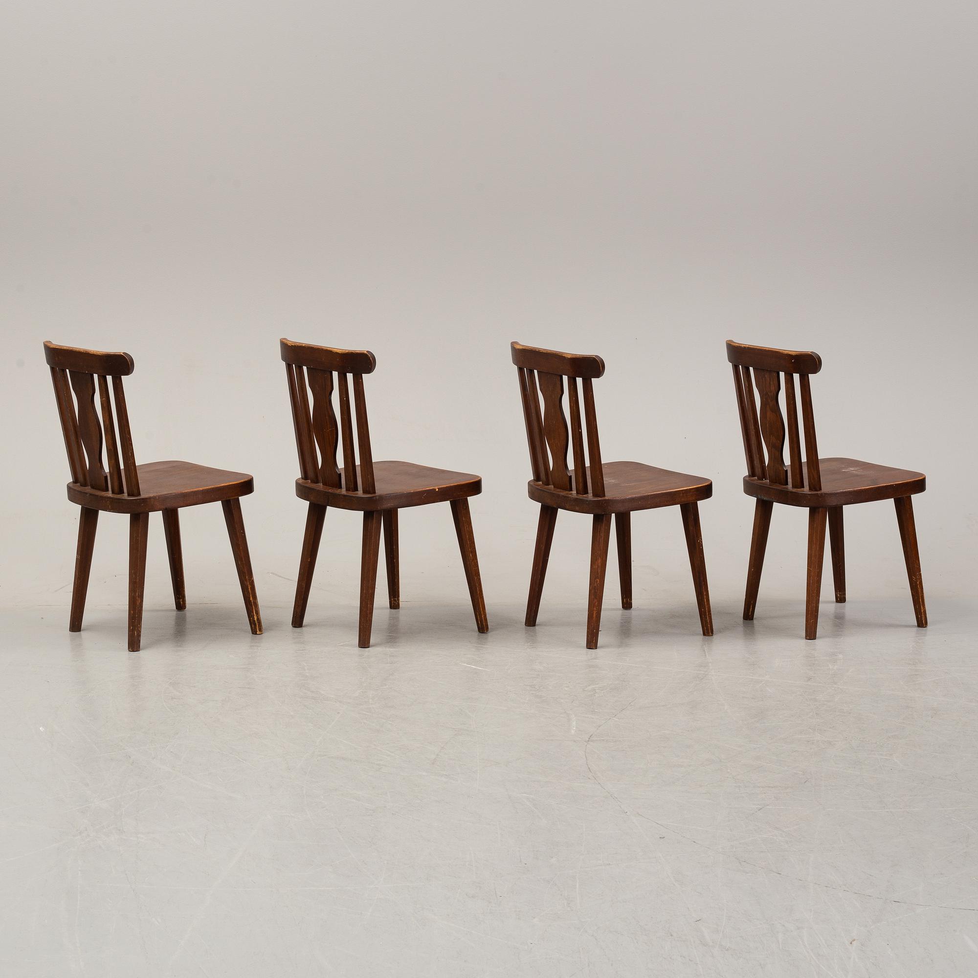 A set of four pine chairs, 1930's-40's.