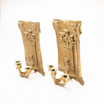 Wall sconces, a pair, Art Nouveau, circa 1900.