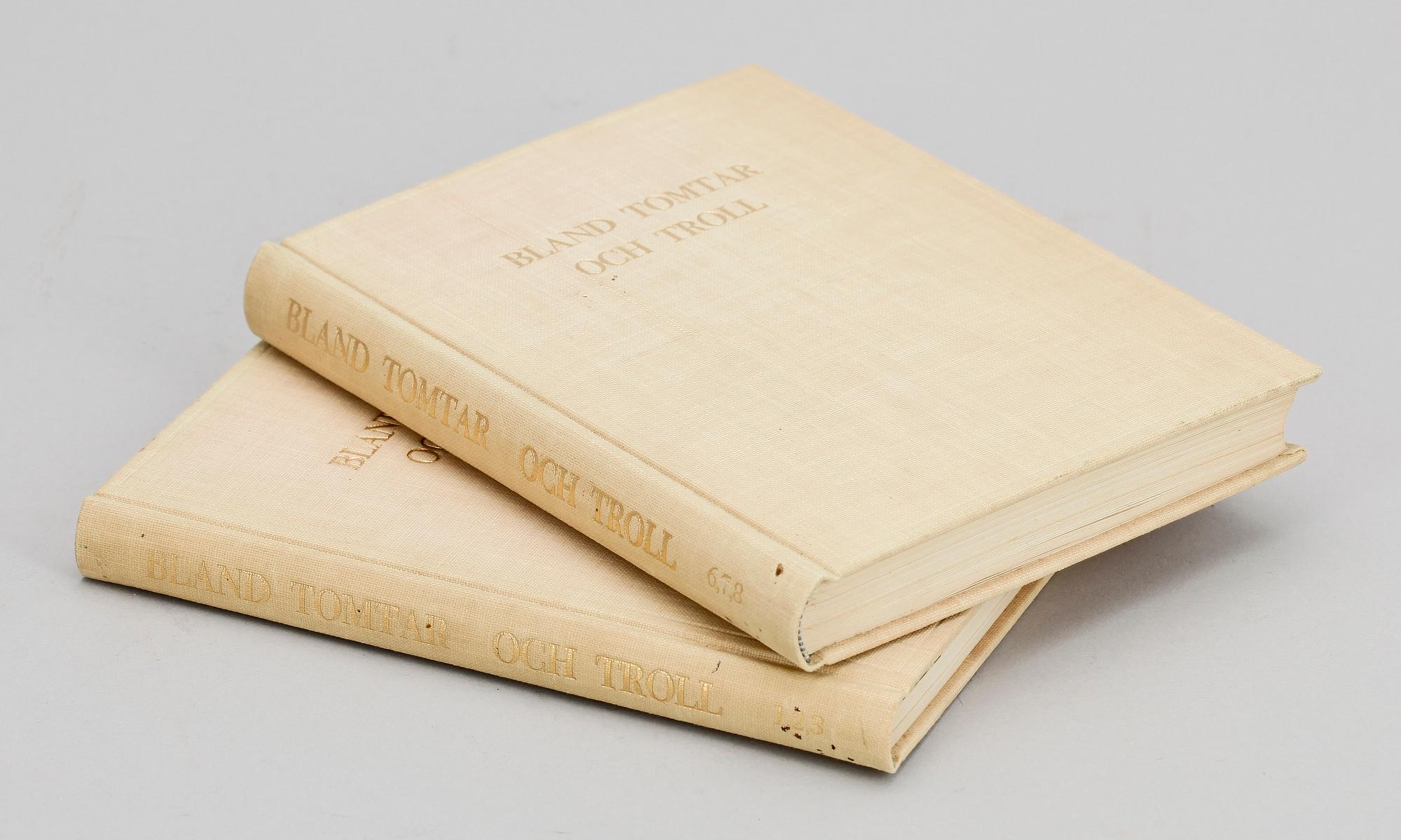 BÖCKER, 2 st med 6 sambundna vol, "Bland Tomtar och Troll", originaltryck, Åhlen & Åkerlunds förlag, 1907-1912.