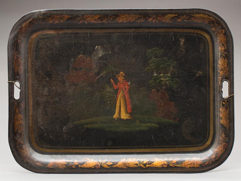 BRICKA, bemålad plåt, empire, 1800-talets första del.