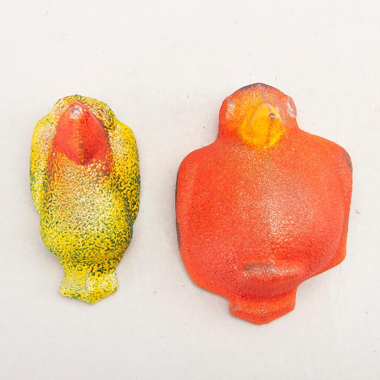 Kjell Engman, skulpturer 4 st "Bird" Kosta Boda glas sent 1900-tal.