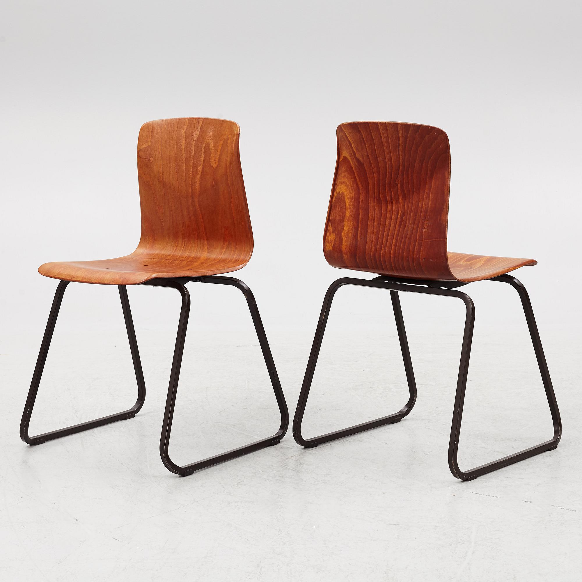 Six chairs, 'Thur-Op-Seat',  Pagholz, West Germany, 1960s/70s.
