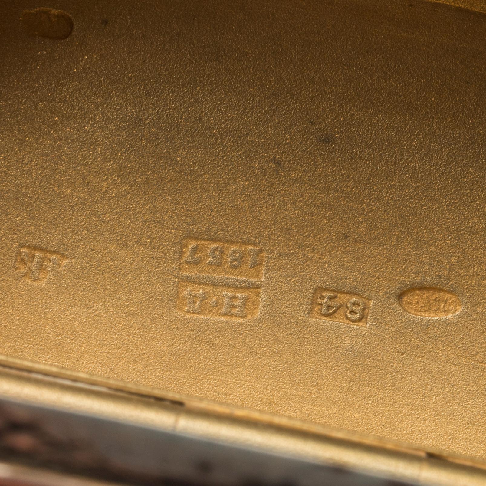 A Russian niello silver box mark of Moskow 1837 assay mark of Nikolaì Lukich weight ca 45 gr.Dubrovin, weight ca 44 gr.