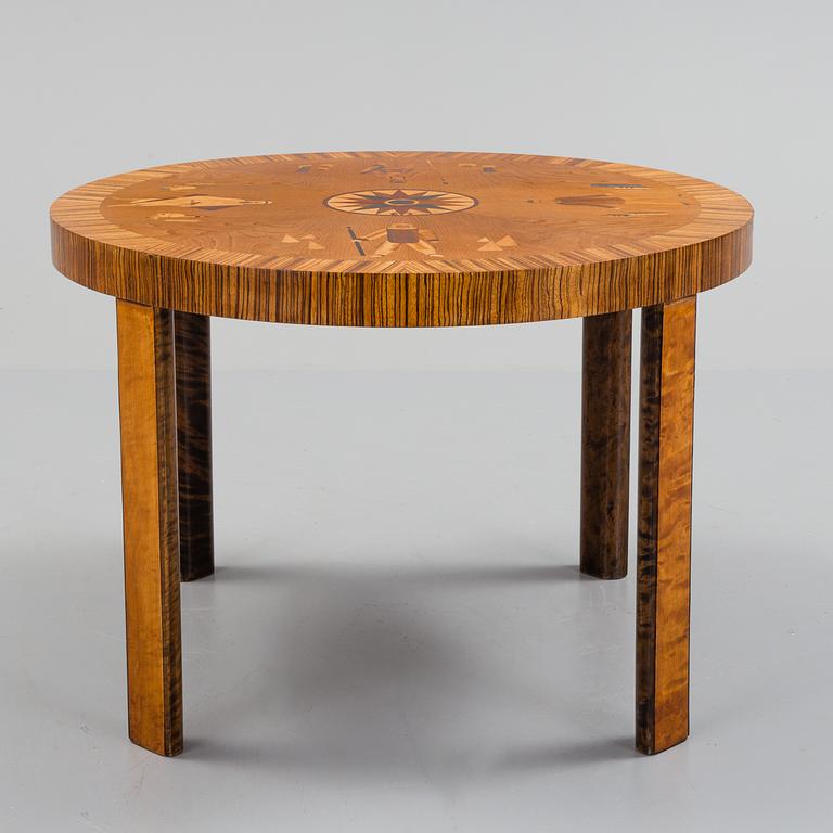 BORD, troligen Birger Ekman, Mjölby Intarsia, 1930-tal.