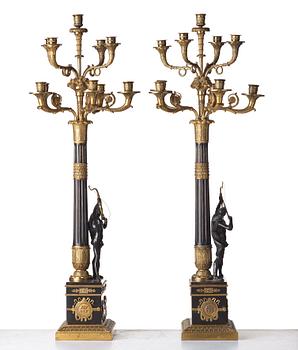 A pair of Empire-style ten-light candelabra, second half of the 19th century.