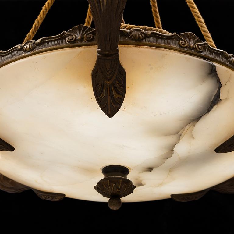 An alabaster ceiling light, 1920's/30's.