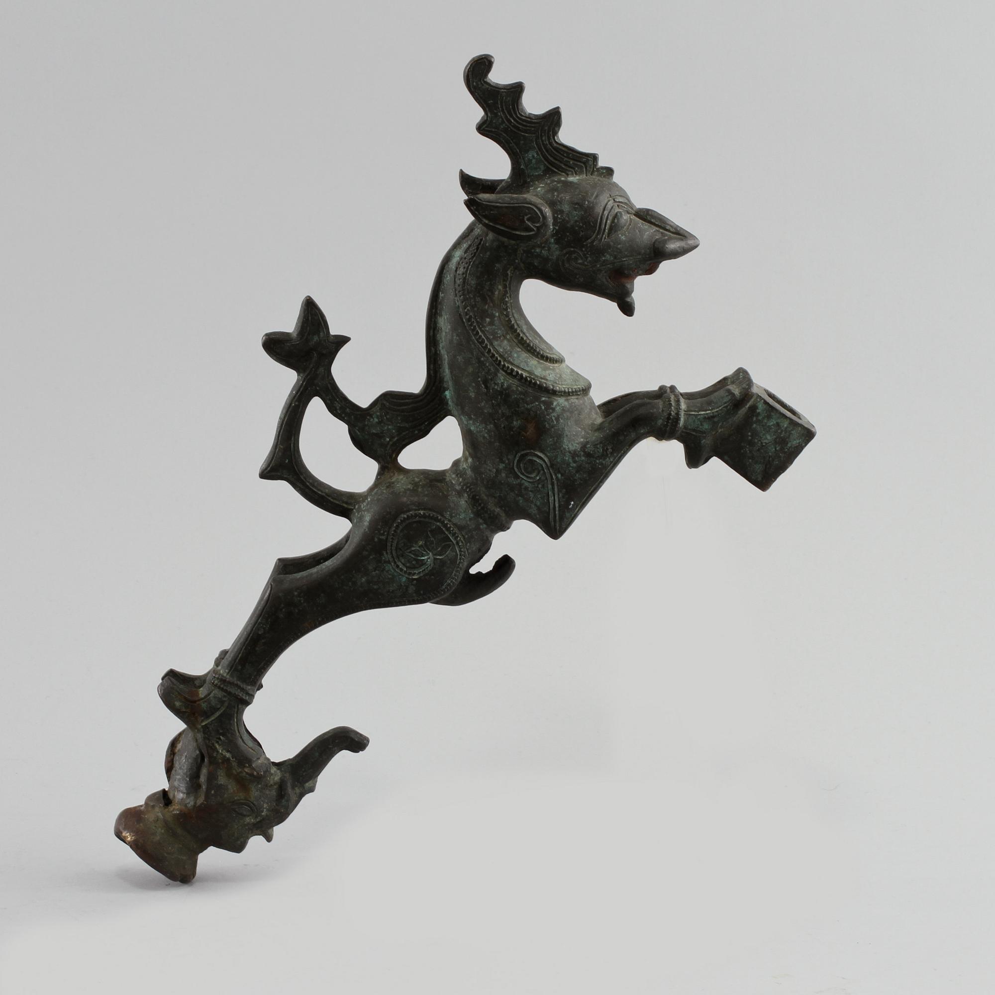 DEKORELEMENT, 3 st, brons, orientaliska, 1900-tal.