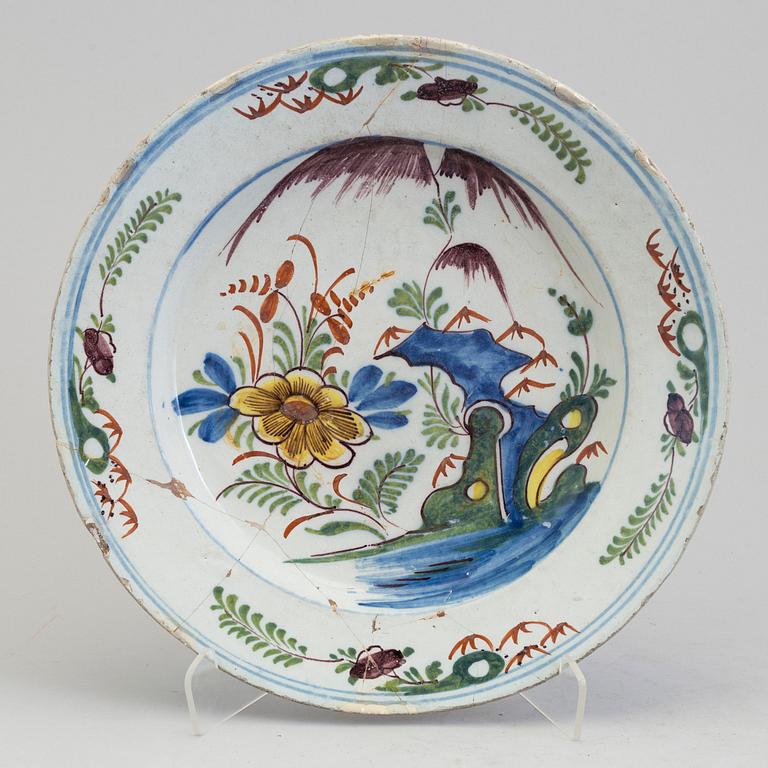 A 18th century faience plate.