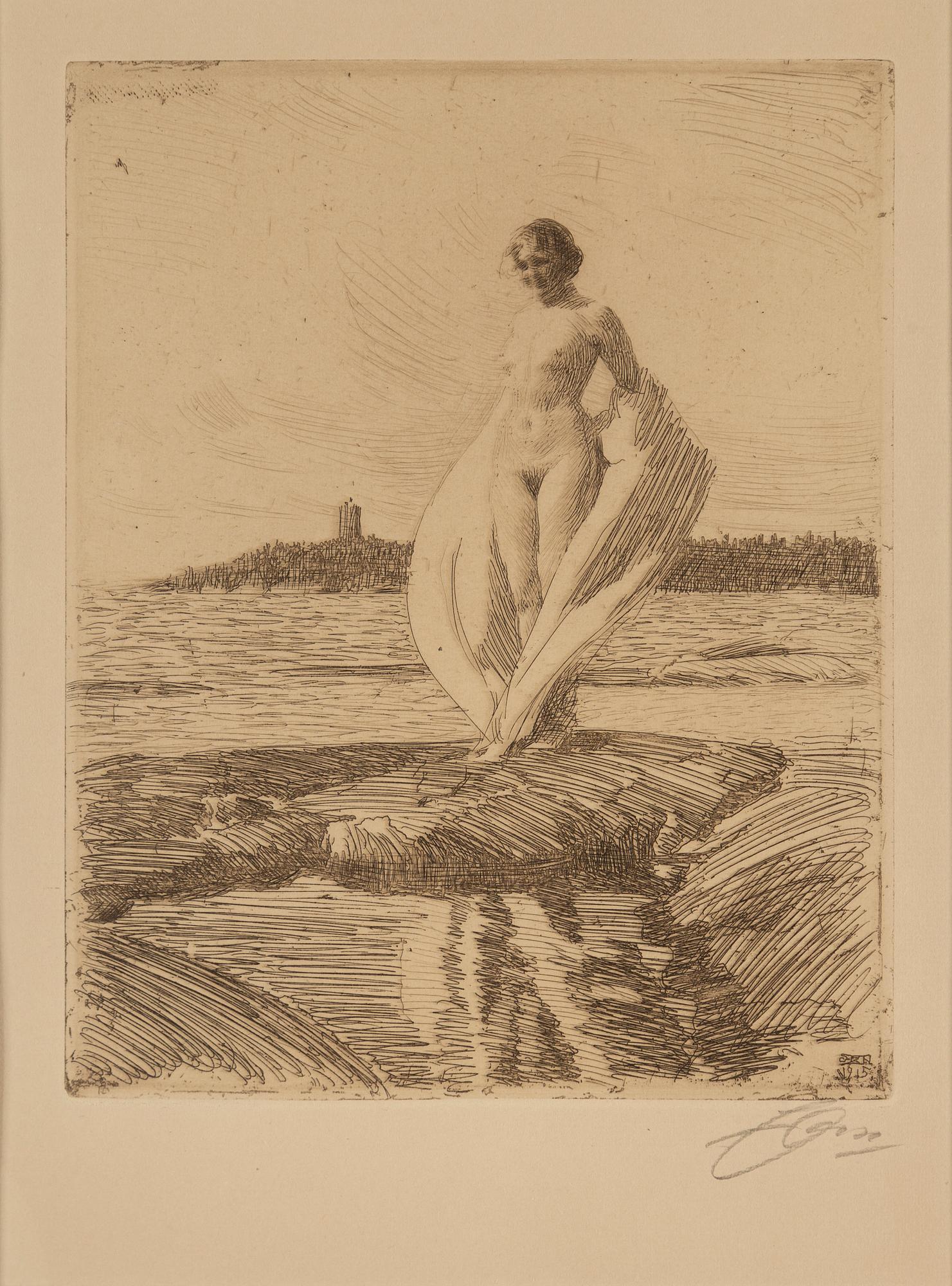 ANDERS ZORN, etsning, 1915, signerad med blyerts.