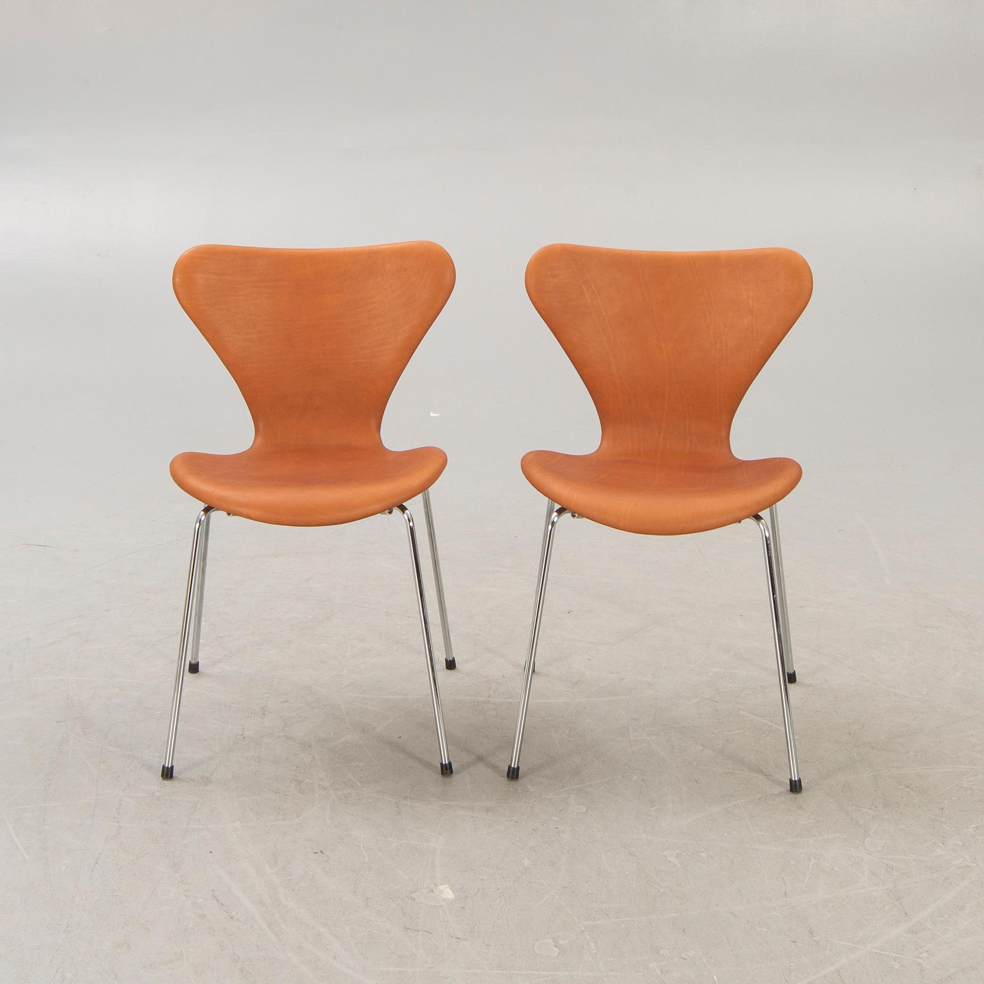 Arne Jacobsen, chairs, 6 pcs, "Sjuan", for Fritz Hansen, Denmark.