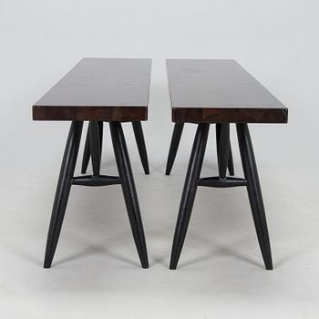Ilmari Tapiovaara, Dining table and benches, 2 pcs "Pirkka",  Aero Design Furniture Ltd 2000s.