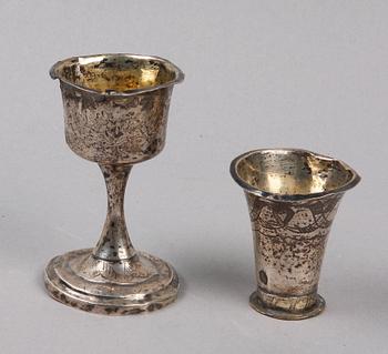 BÄGARE SAMT KALK, silver, Kristianstad 1812. Otydl mästarstämplar.