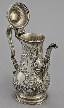 KAFFEKANNA, silver, Simeon Coley, London, 1763, vikt 853 g.