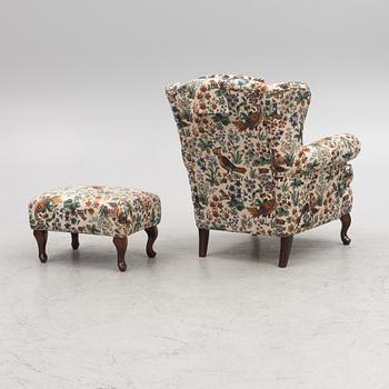 Armchair with footstool, Bröderna Andersson, second half of the 20th century.