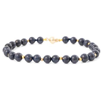 Bracelet with blue stones and 18K gold clasp.