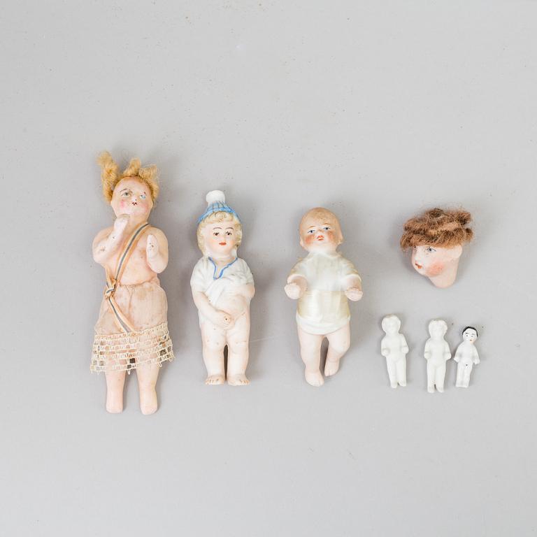 DOCKOR, 15 stycken, porslin och celluloid, bland annat Barbie, 1900-tal.