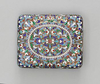 A RUSSIAN SILVER-GILT CIGARETTE-CASE, makers mark of Sergei Shaposhnikov, Moscow 1899-1908.