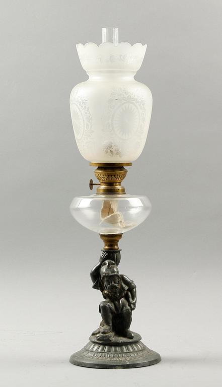 BORDSFOTOGENLAMPA, metall samt glas, 1800/1900-tal.