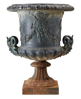 708. A Swedish 19th Century iron cast garden urn by J&CG Bolinder Stockholm.