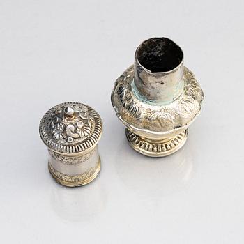Luktdosa, delvis förgyllt silver, saknar stämplar, Nordeuropa, tidigt 1700-tal. Senbarock.