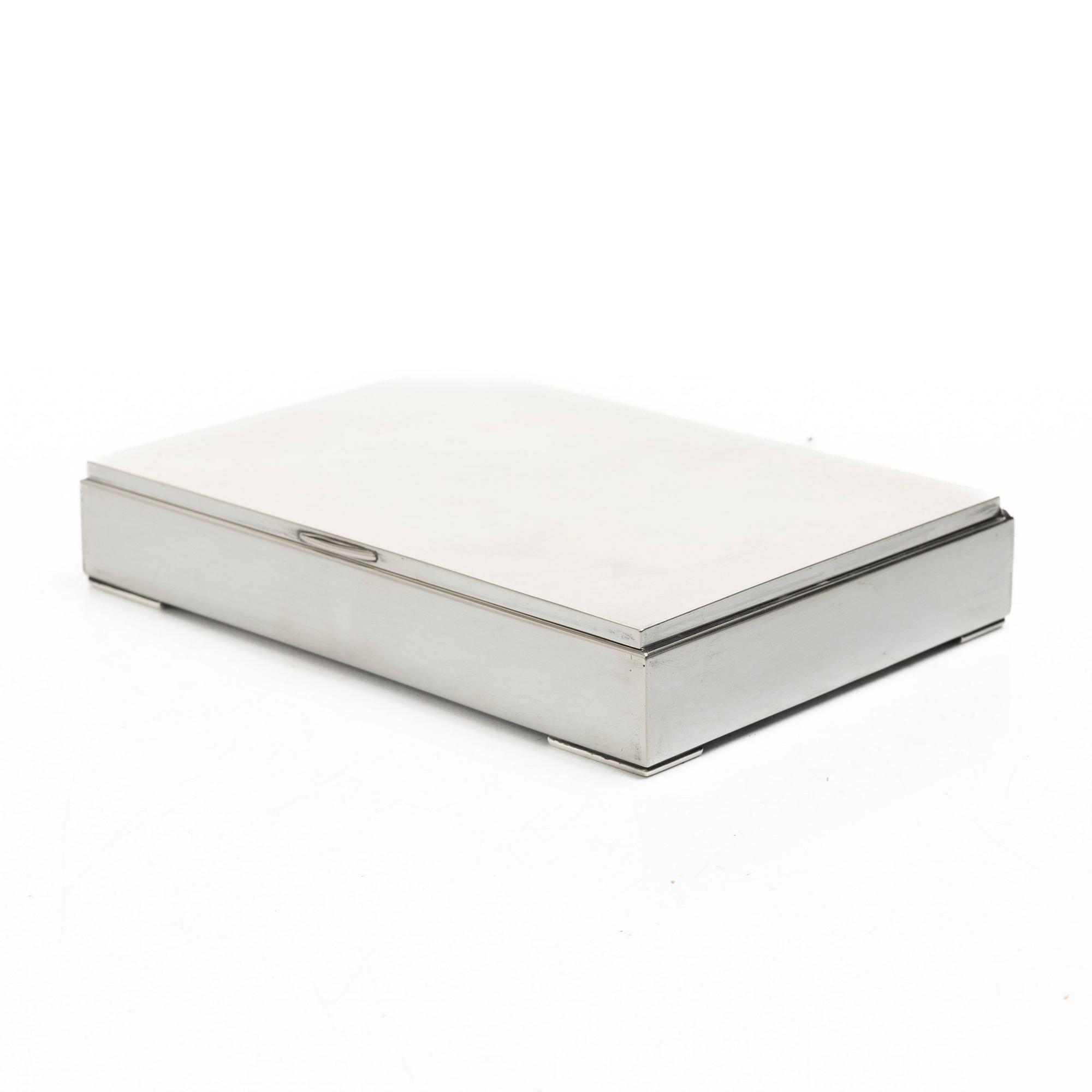 A 20th century sterling silver cigar-box.
