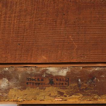 A Gustavian giltwood two-light girandole mirror by J. Åkerblad (master in Stockholm 1754-99).