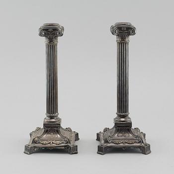 A pair of silver plated candelabras from aorund year 1900.