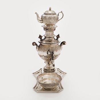 A Persian miniature silver samovar, first half/mid-20th century, Finnish import marks, Helsinki 1953.